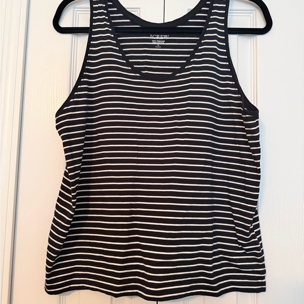 J. Crew Black and White Striped Sleeveless Tank